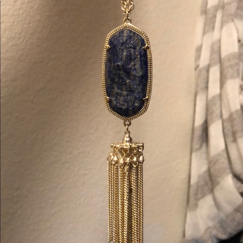 Kendra Scott Rayne Necklace (Blue Stone with Gold)
